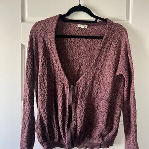 Silence + Noise Mauve Zip-Up Cardigan
